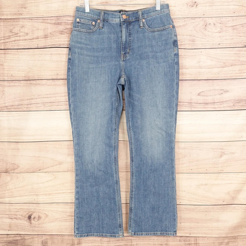 J Crew Mid-Rise Flare Crop Jeans Womens 29 Blue Light Wash Stretch 30x26 Denim
